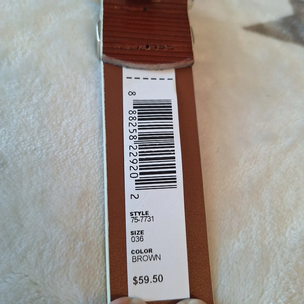 Johnston And Murphy Tan Ribbed Leather Belt Style 75–7731 Size 36 New With Tag
